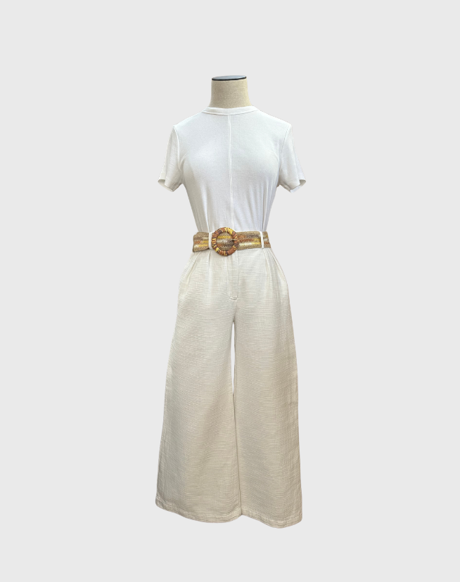ZIMMERMANN BELTED LINEN WIDE-LEG PANTS - SIZE 0