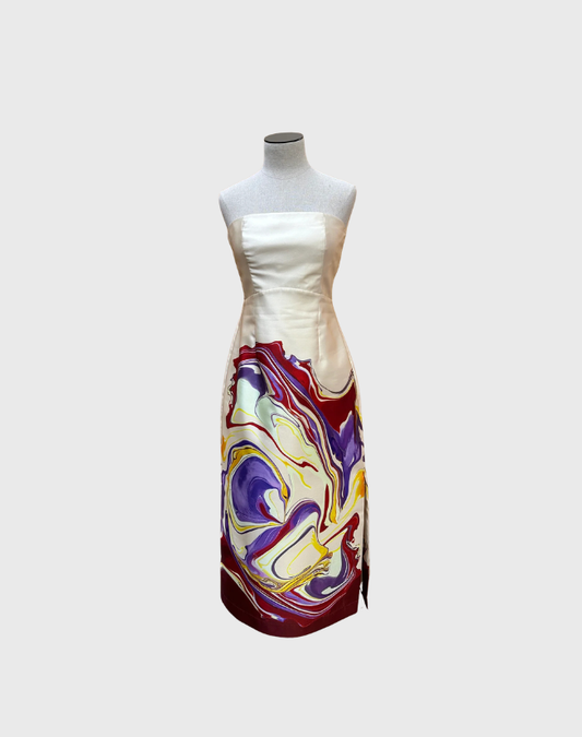 ALEMAIS LUCA CORSET MIDI DRESS IN MULTI COLOURS - SIZE 10