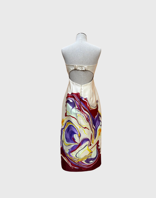 ALEMAIS LUCA CORSET MIDI DRESS IN MULTI COLOURS - SIZE 10