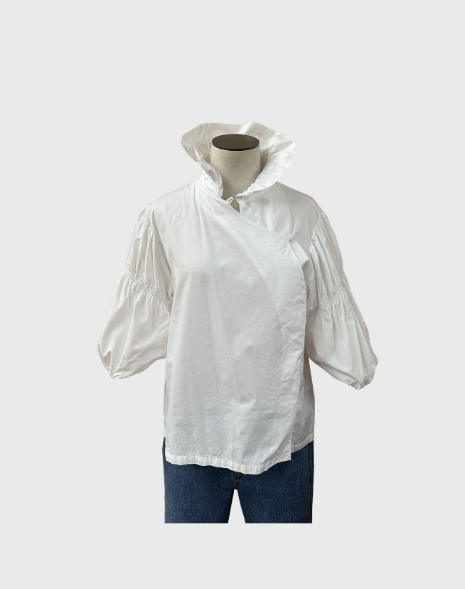 J.W ANDERSON FRILL NECK BLOUSE - SIZE 10