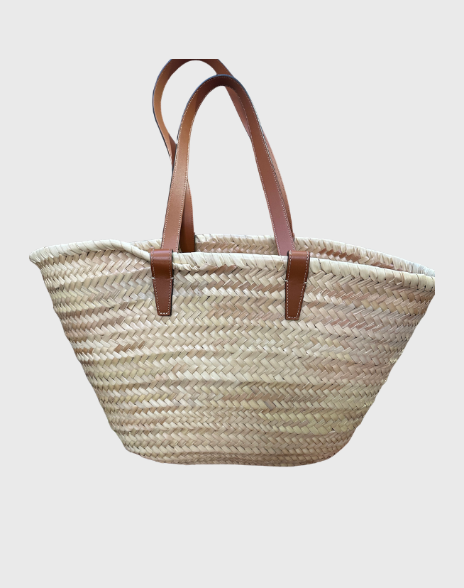 CELINE MEDIUM CLASSIC PANIER IN PALM LEAVES AND CALFSKIN