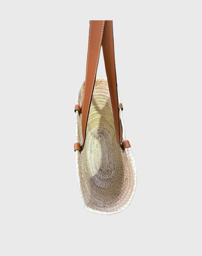 CELINE MEDIUM CLASSIC PANIER IN PALM LEAVES AND CALFSKIN