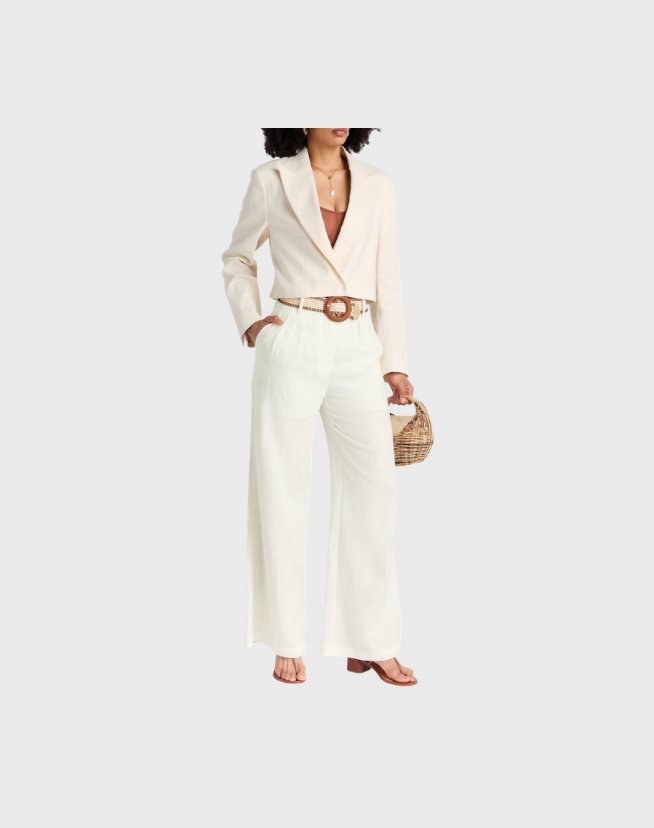 ZIMMERMANN BELTED LINEN WIDE-LEG PANTS - SIZE 0
