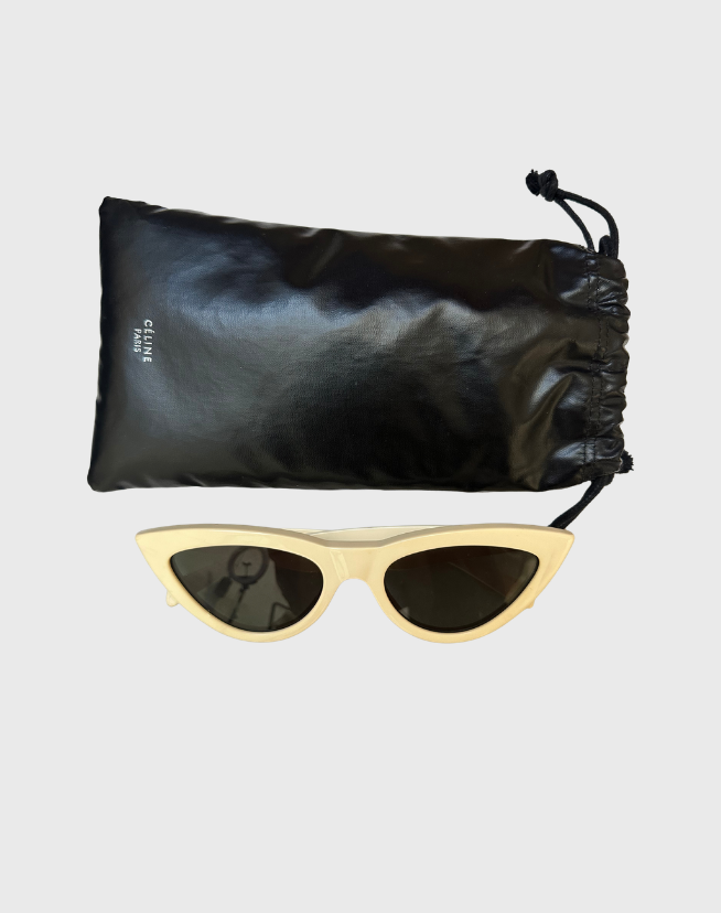 CELINE CAT-EYE IVORY ACETATE SUNGLASSES