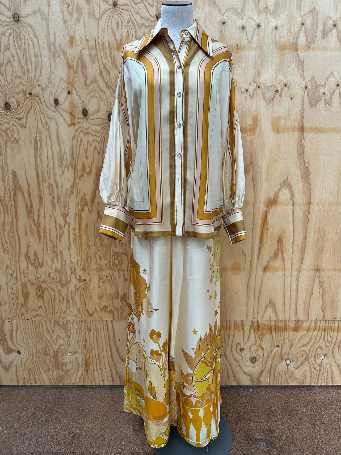 ZIMMERMANN RETRO STRIPE SILK SHIRT - SIZE 1