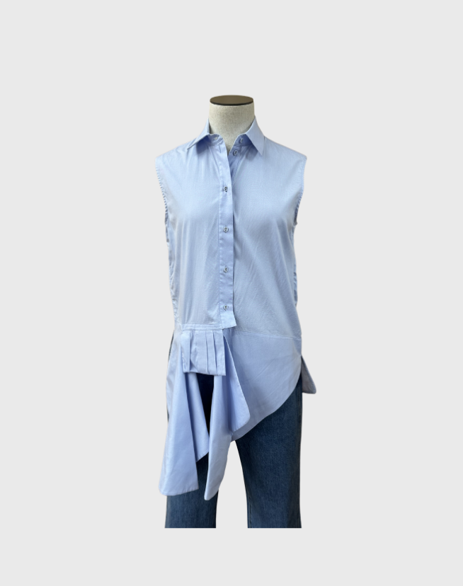 VICTORIA BECKHAM COTTON ASYMMETRICAL HEM SHIRT - SIZE 6