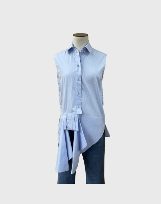 VICTORIA BECKHAM COTTON ASYMMETRICAL HEM SHIRT - SIZE 6