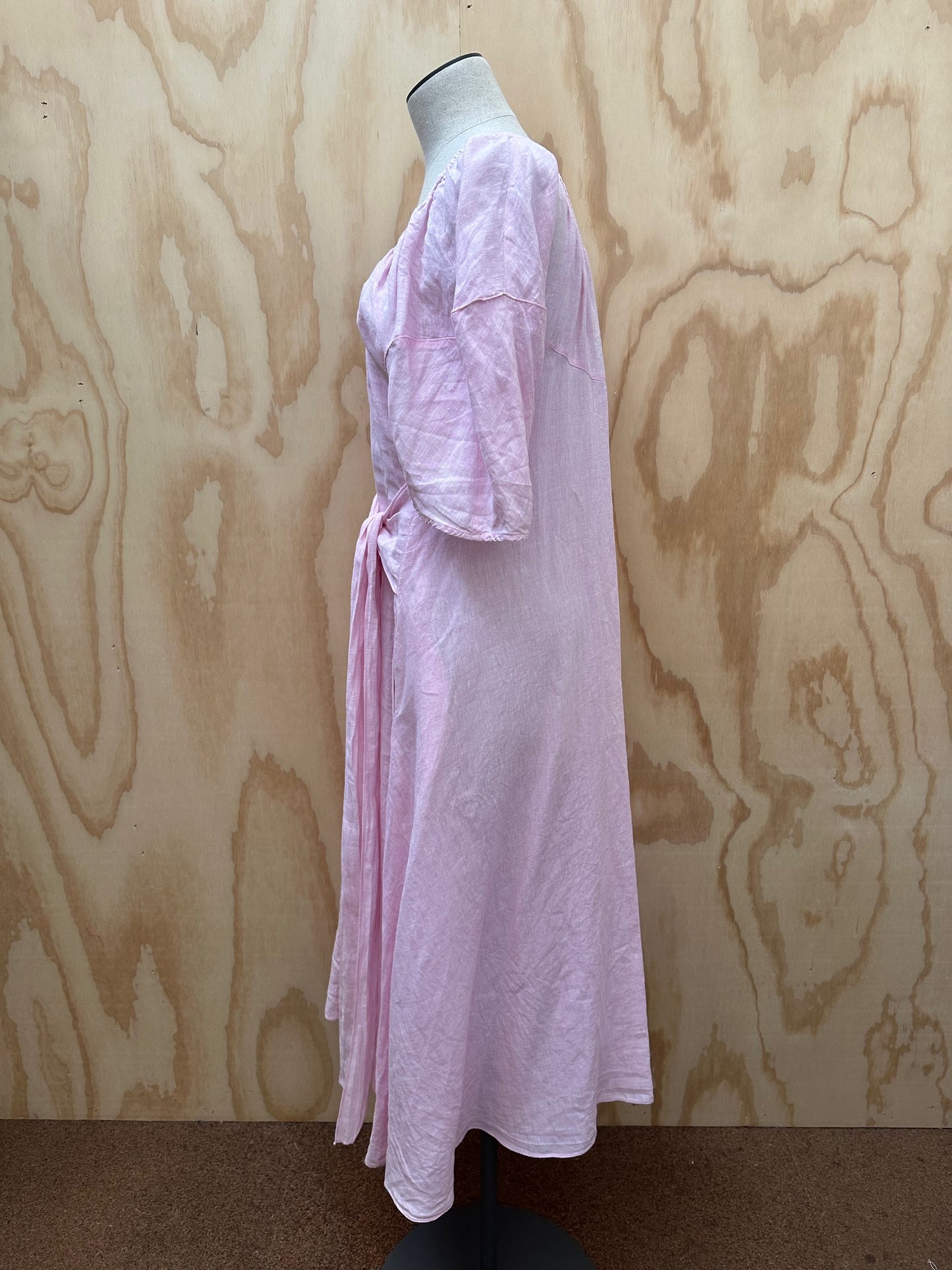 SCANLAN THEODORE LINEN SCOOP NECK DRESS - SIZE 8