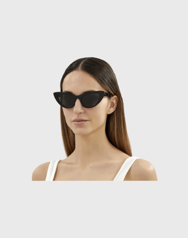 SAINT LAURENT CAT-EYE SHINY BLACK SUNGLASSES