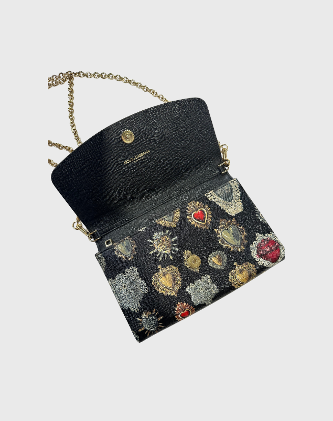 DOLCE & GABBANA SACRED HEART LEATHER SHOULDER BAG