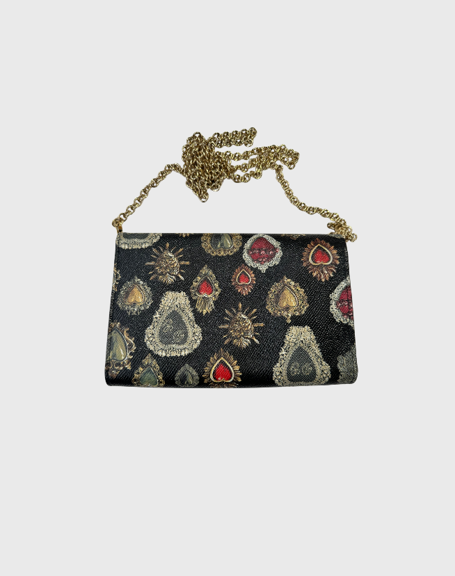 DOLCE & GABBANA SACRED HEART LEATHER SHOULDER BAG