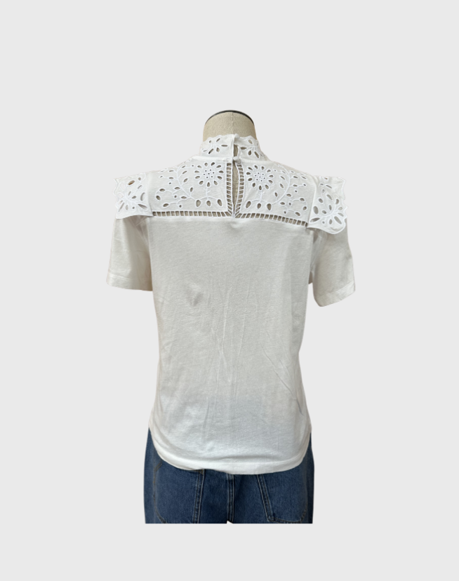 MAJE BRODERIE MOCK NECK TOP - SIZE 1