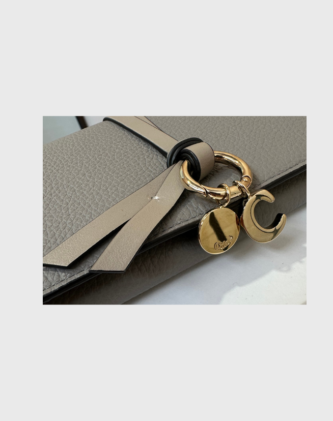 CHLOE ALPHABET WALLET WITH FLAP IN GRAINED LEATHER