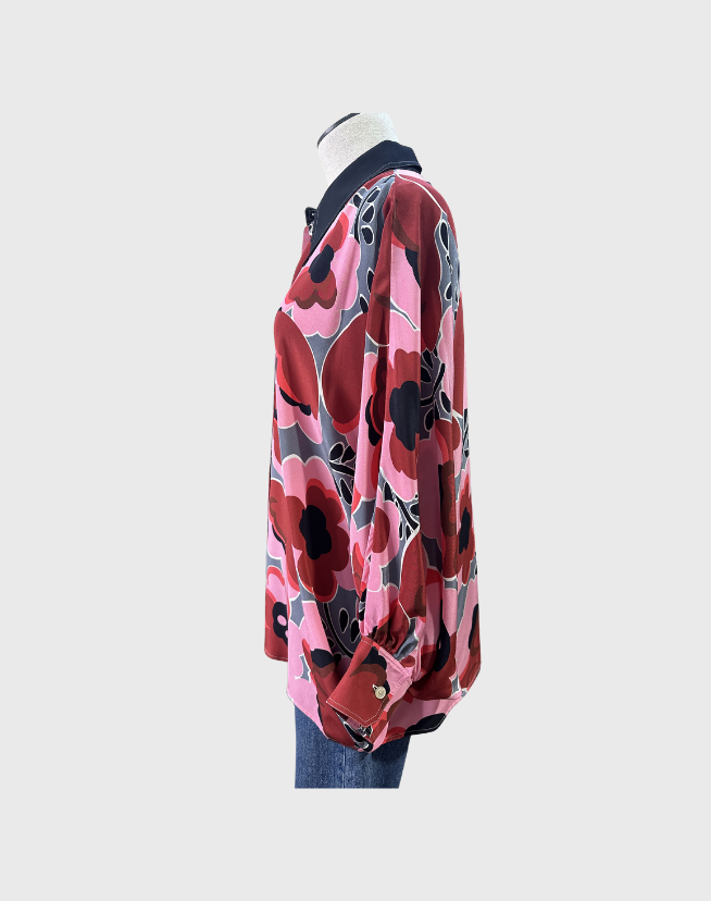 GUCCI POPPIES LONG SLEEVE BLOUSE - SIZE 40
