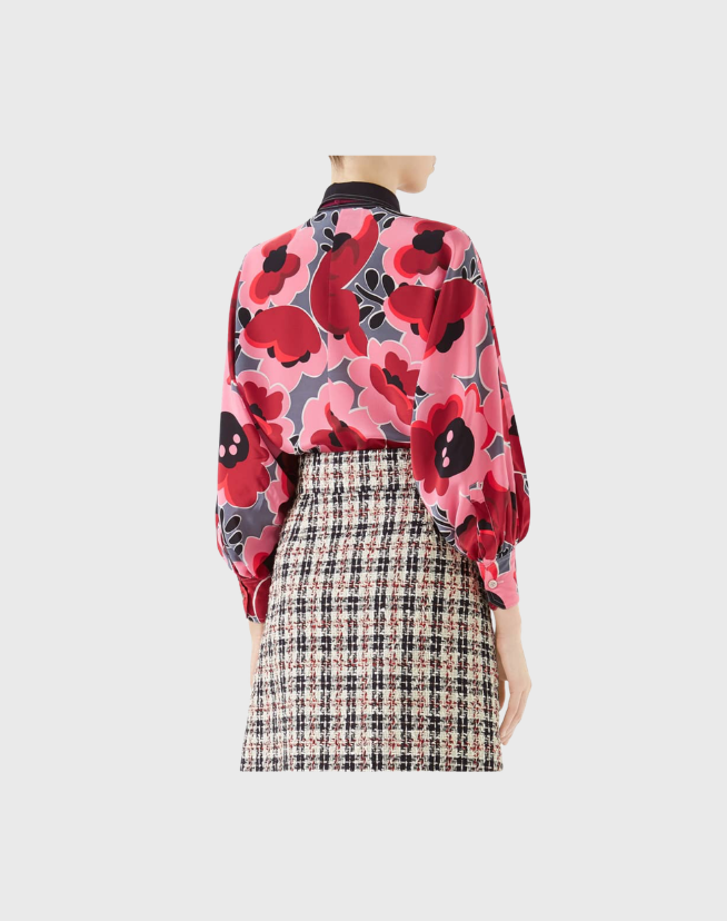 GUCCI POPPIES LONG SLEEVE BLOUSE - SIZE 40