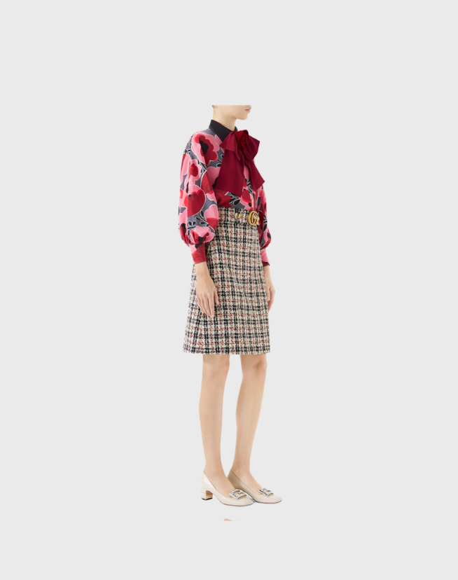 GUCCI POPPIES LONG SLEEVE BLOUSE - SIZE 40