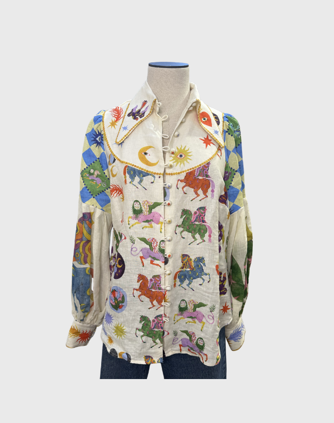 ALEMAIS LOU BALLOON SLEEVE SHIRT - SIZE 10