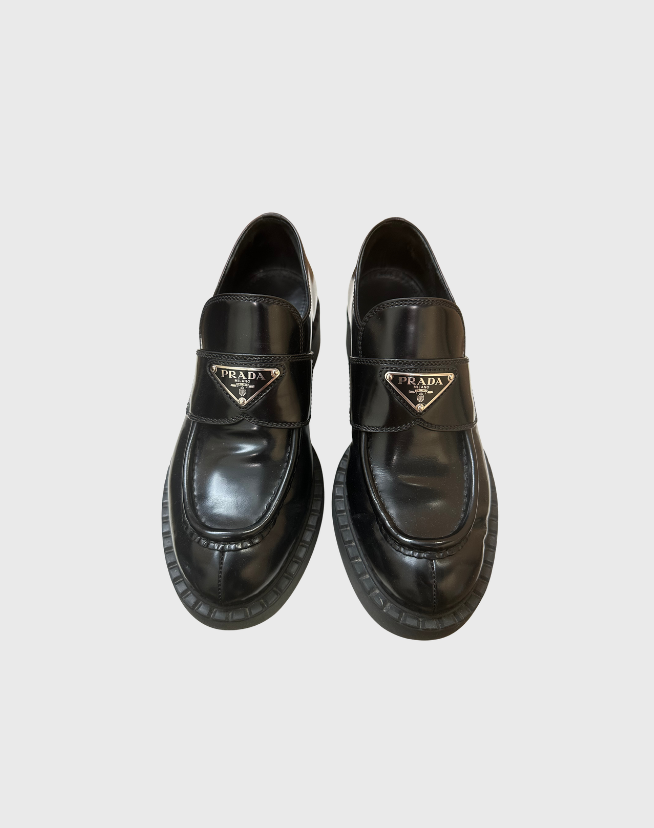 PRADA BRUSHED LEATHER LOAFER - SIZE 36