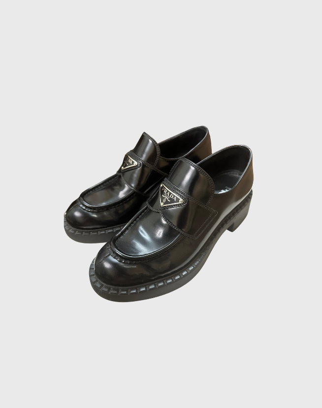 PRADA BRUSHED LEATHER LOAFER - SIZE 36