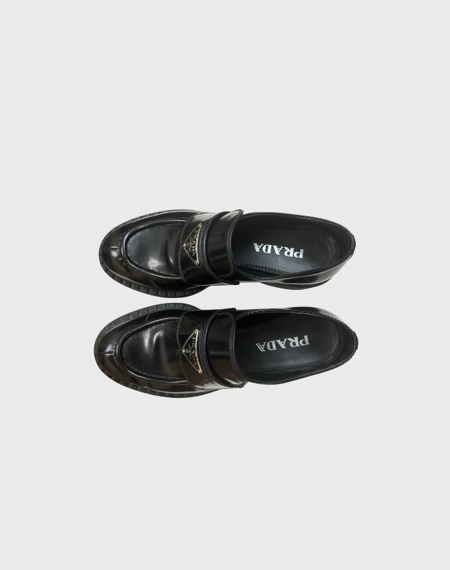 PRADA BRUSHED LEATHER LOAFER - SIZE 36