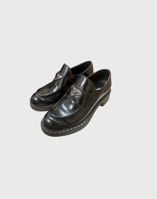 PRADA BRUSHED LEATHER LOAFER - SIZE 36