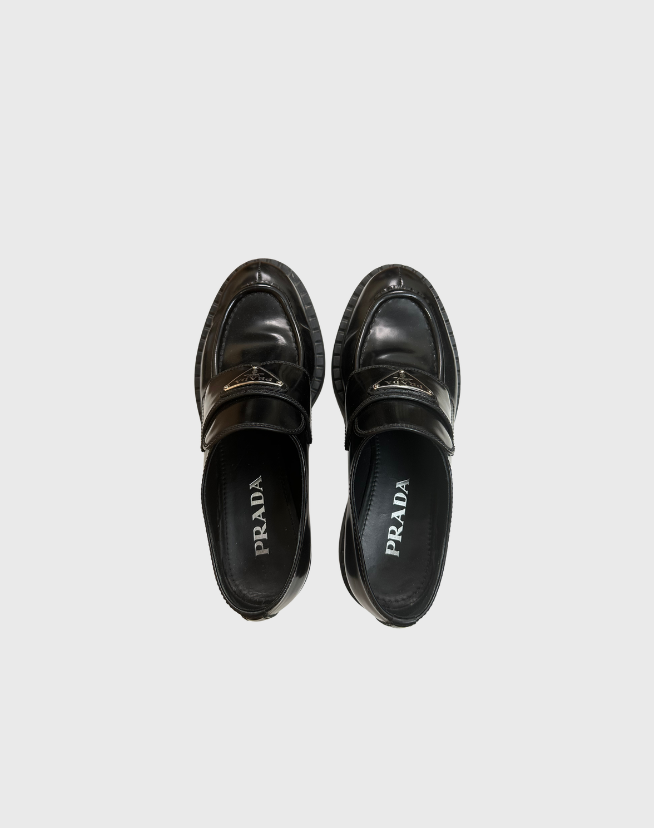 PRADA BRUSHED LEATHER LOAFER - SIZE 36