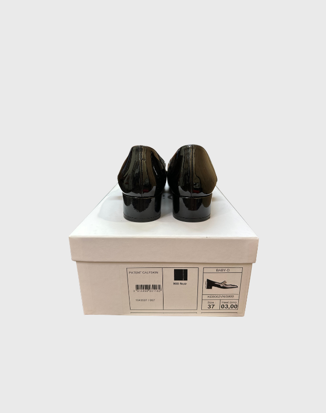 DIOR BLACK PATENT LEATHER BABY-D MARY JANE PUMPS - SIZE 37