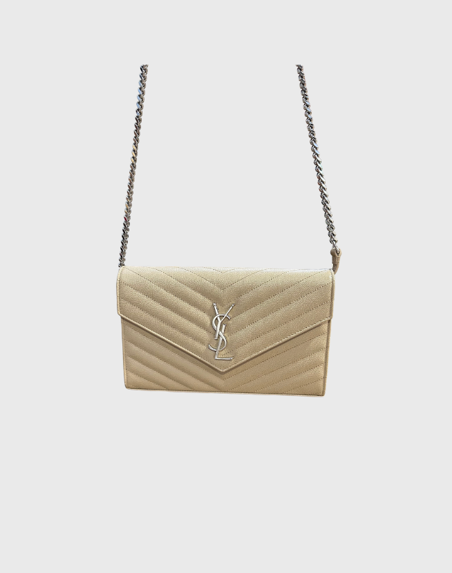 CLASSIC CASSANDRE CHAIN WALLET IN GRAIN DE POUDRE LEATHER