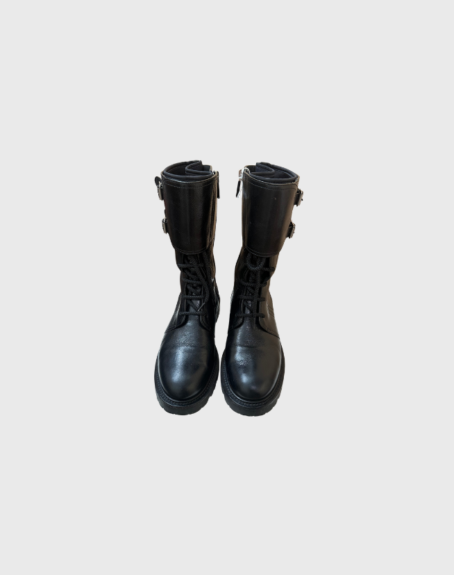 CHRISTIAN DIOR LEATHER BIKER BOOTS - SIZE 36.5