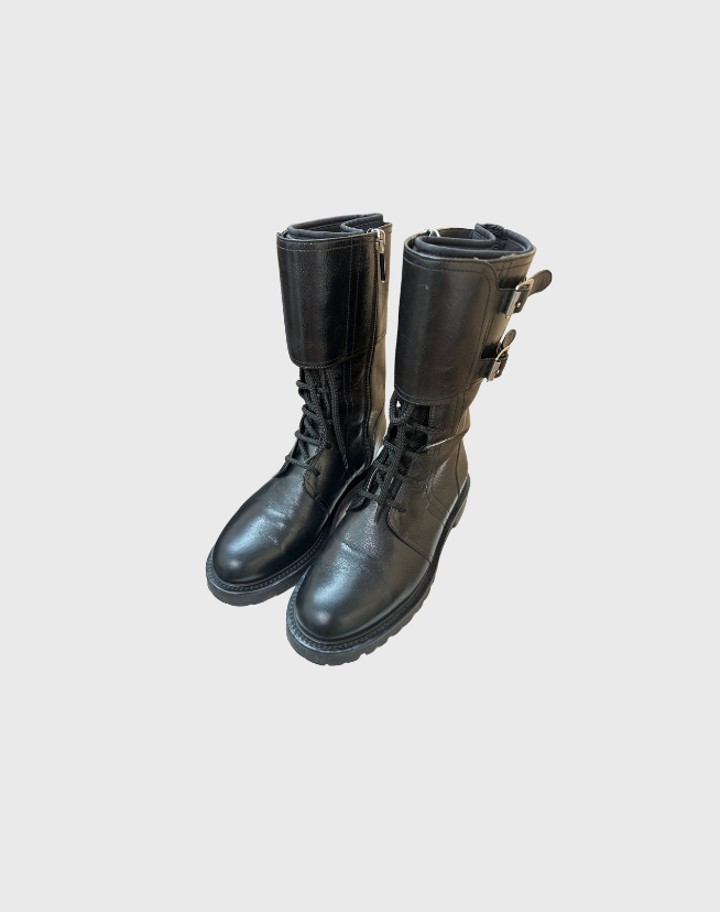 CHRISTIAN DIOR LEATHER BIKER BOOTS - SIZE 36.5