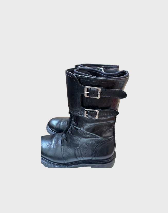 CHRISTIAN DIOR LEATHER BIKER BOOTS - SIZE 36.5