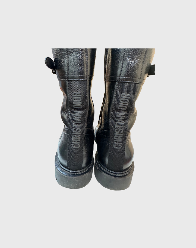 CHRISTIAN DIOR LEATHER BIKER BOOTS - SIZE 36.5
