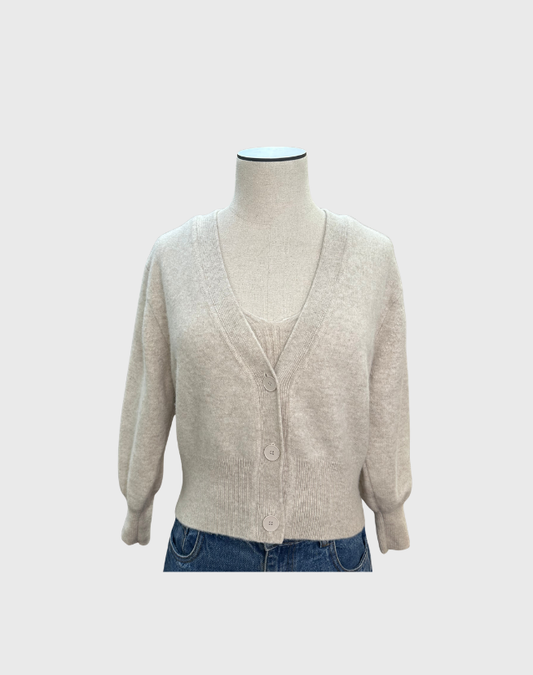 SANDRO WOOL KNIT TOP AND CARDIGAN SET - SIZE 1
