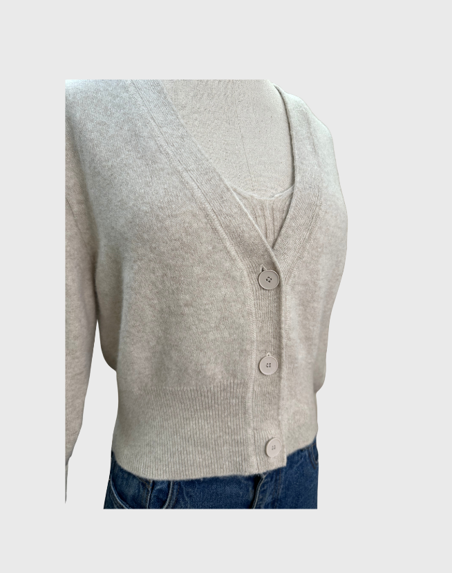 SANDRO WOOL KNIT TOP AND CARDIGAN SET - SIZE 1