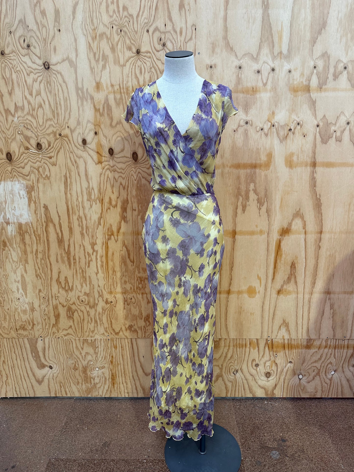 BEC & BRIDGE SHEER FLORAL SILK MIDI -SIZE 8