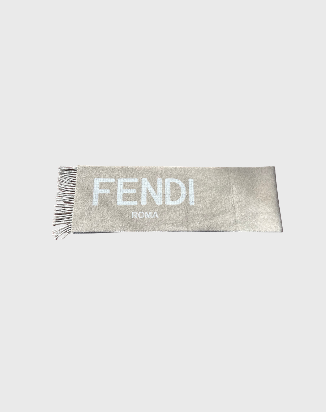 FENDI WOOL AND CASHMERE MOTIF SCARF