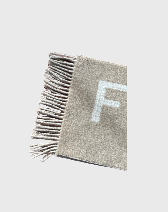 FENDI WOOL AND CASHMERE MOTIF SCARF
