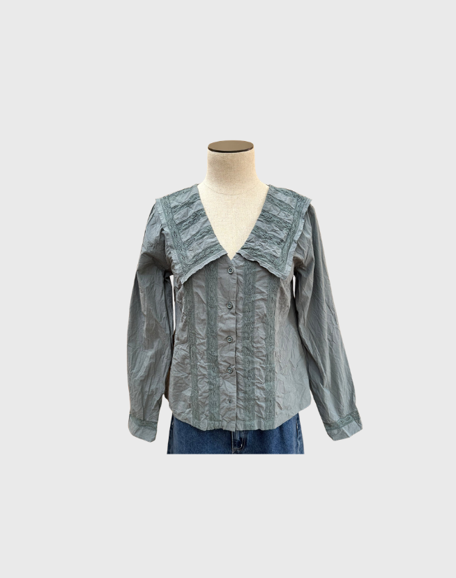 EWA I WALLA BLOUSE MABEL EMBROIDERED VOILE - SIZE XS