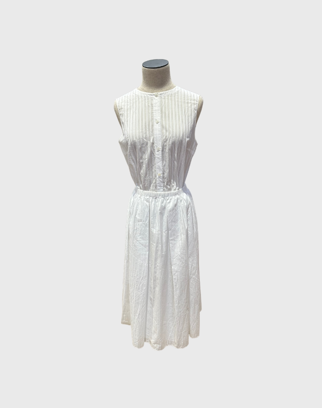 THEORY STRIPED COTTON VOILE SKIRT AND TANK SET - SIZE SMALL