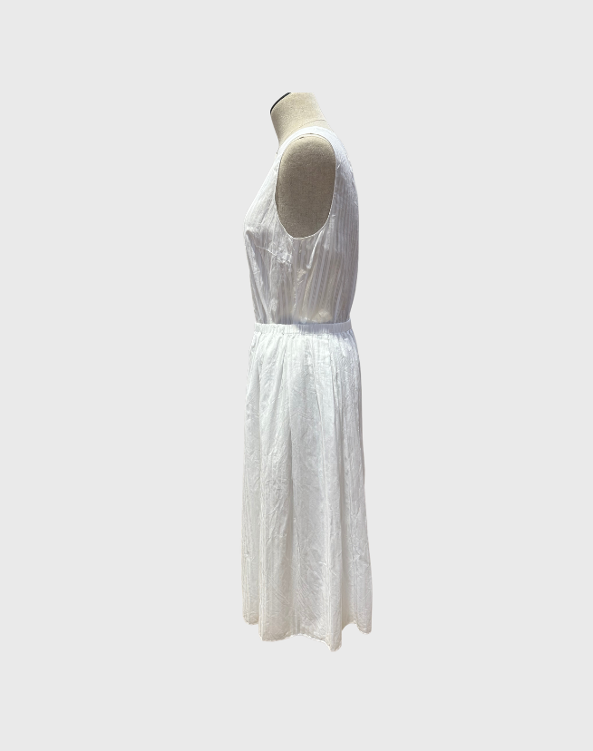 THEORY STRIPED COTTON VOILE SKIRT AND TANK SET - SIZE SMALL