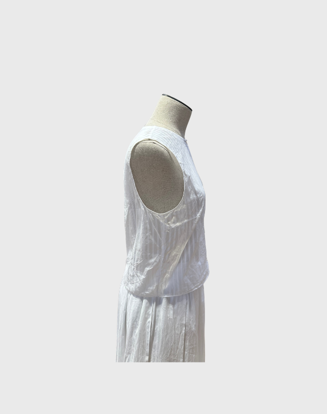 THEORY STRIPED COTTON VOILE SKIRT AND TANK SET - SIZE SMALL