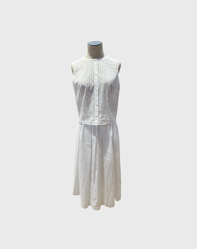 THEORY STRIPED COTTON VOILE SKIRT AND TANK SET - SIZE SMALL