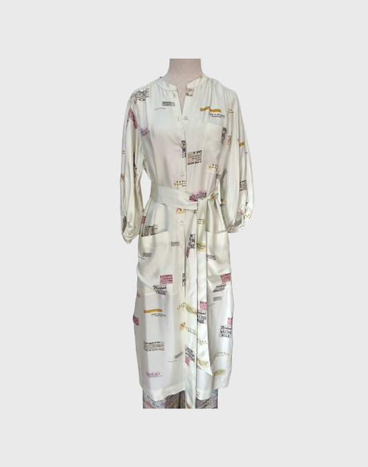 OROTON SILK TIE WAIST DRESS - SIZE 8