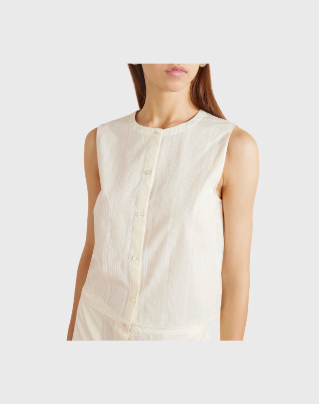 THEORY STRIPED COTTON VOILE SKIRT AND TANK SET - SIZE SMALL