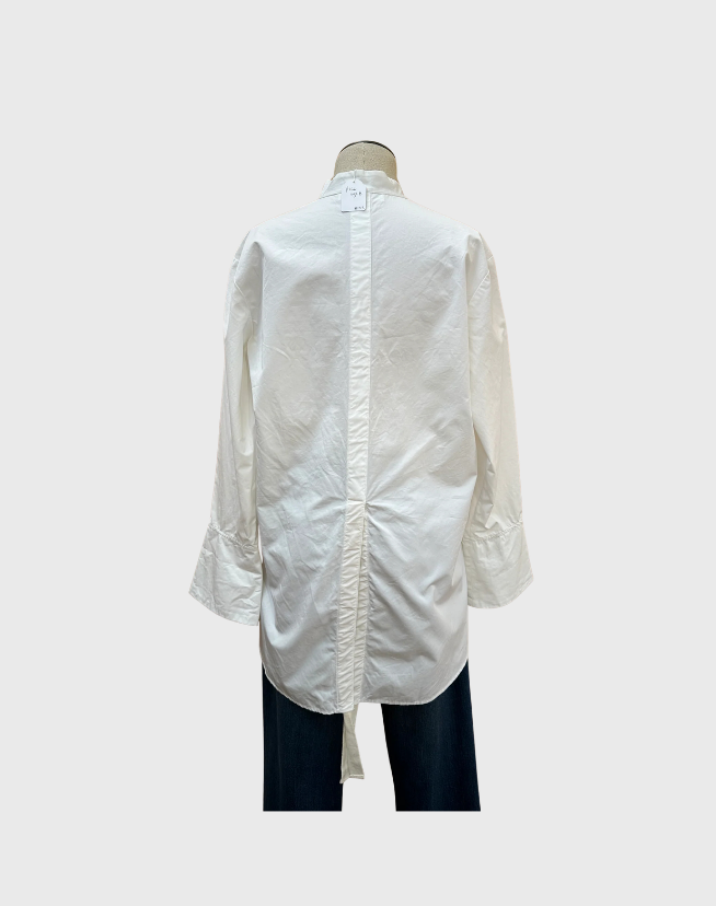 WHITE STORY COLLARLESS SHIRT - SIZE 8