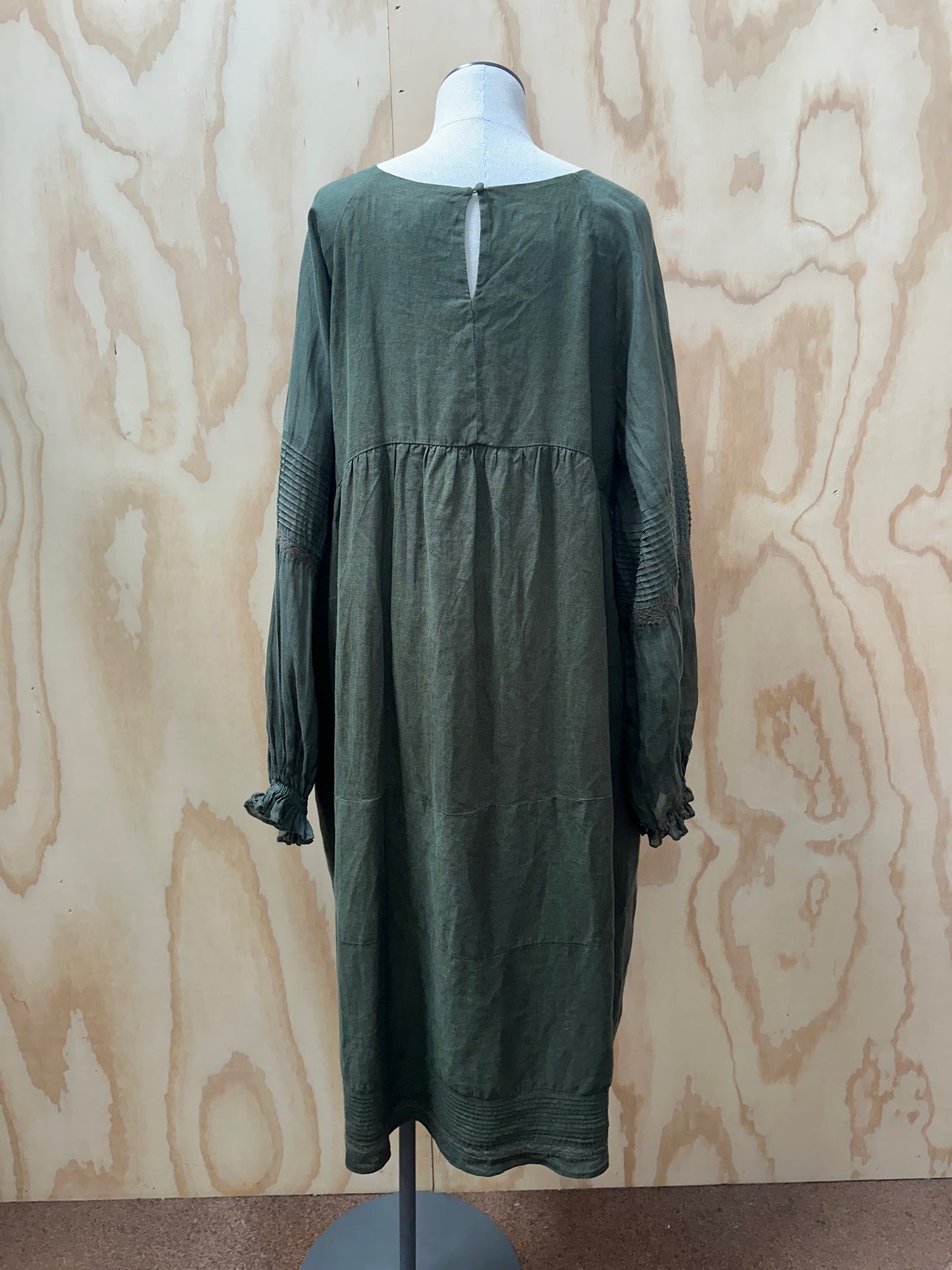JOSLIN BUTTON FRONT LINEN DRESS - SIZE 12