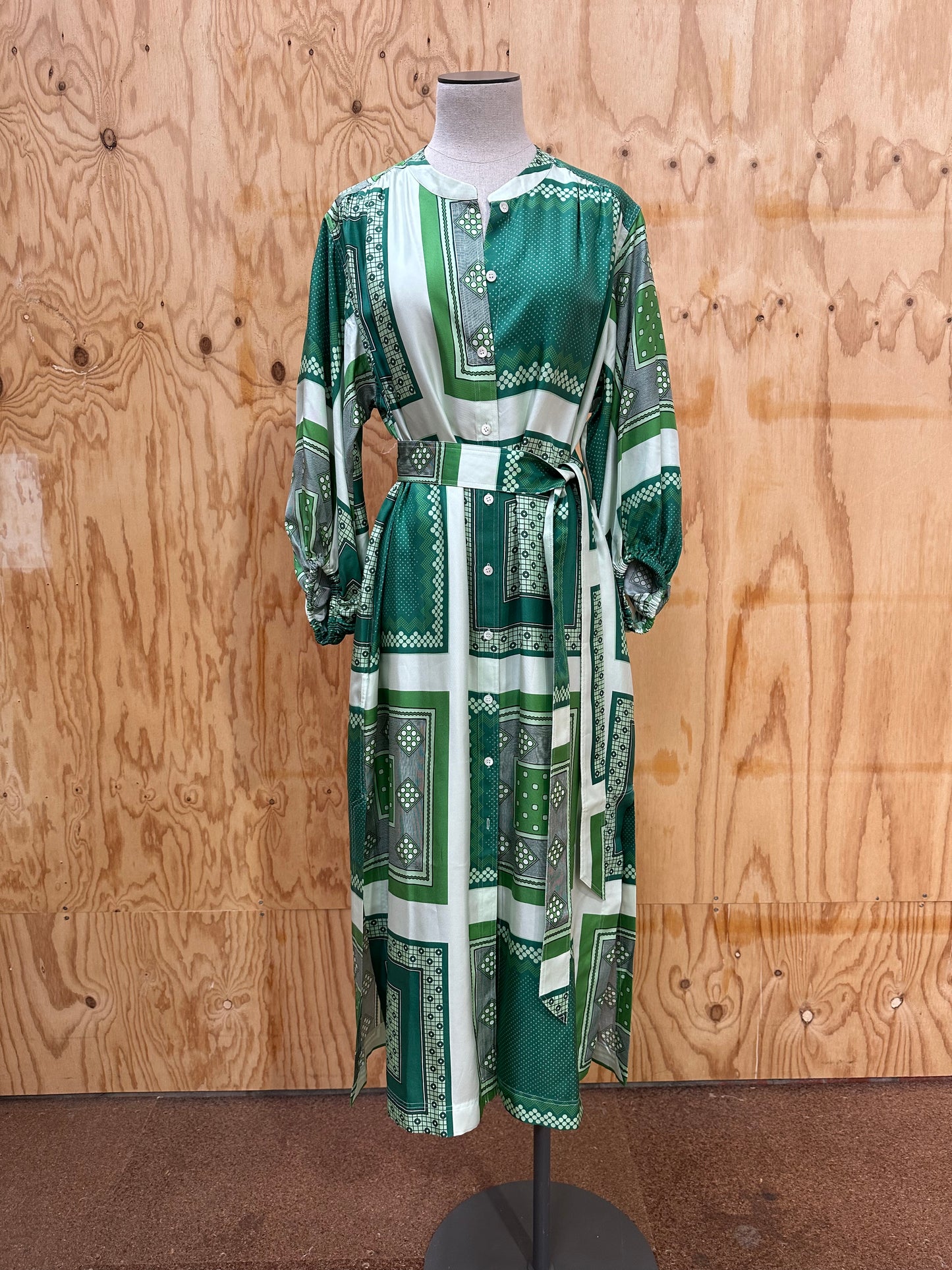 OROTON GEOMETRIC SILK DRESS - SIZE 12