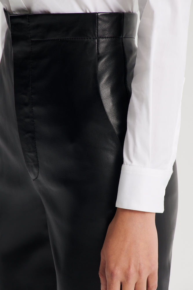 SCANLAN THEODORE LEATHER SLIM CROP PANTS - SIZE 8