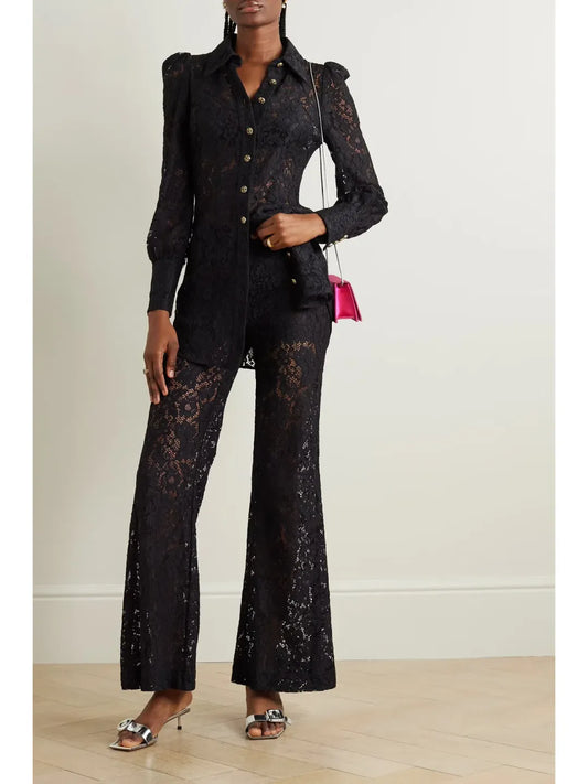 ZIMMERMANN MATCHMAKER LACE FLARED PANTS - SIZE 3