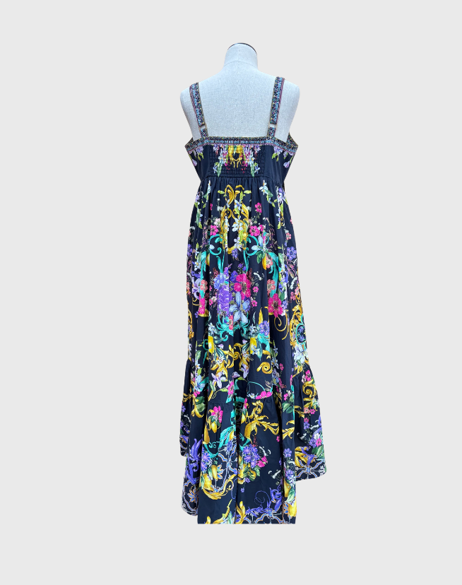 CAMILLA MEET ME IN MARCHESA TIE FRONT HIGH LOW DRESS - SIZE MEDIUM